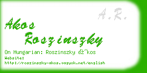 akos roszinszky business card